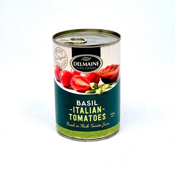 DELMAINE Diced Tomatoes w/ Basil 400g