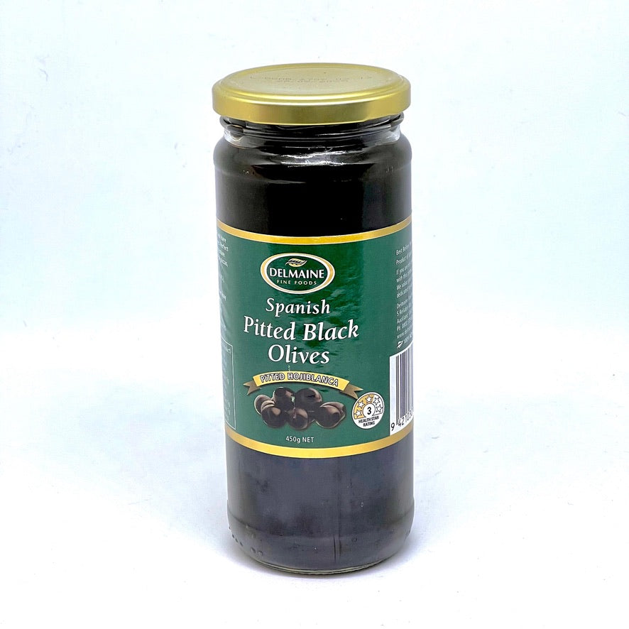 DELMAINE Spanish Pitted Black Olives 450g