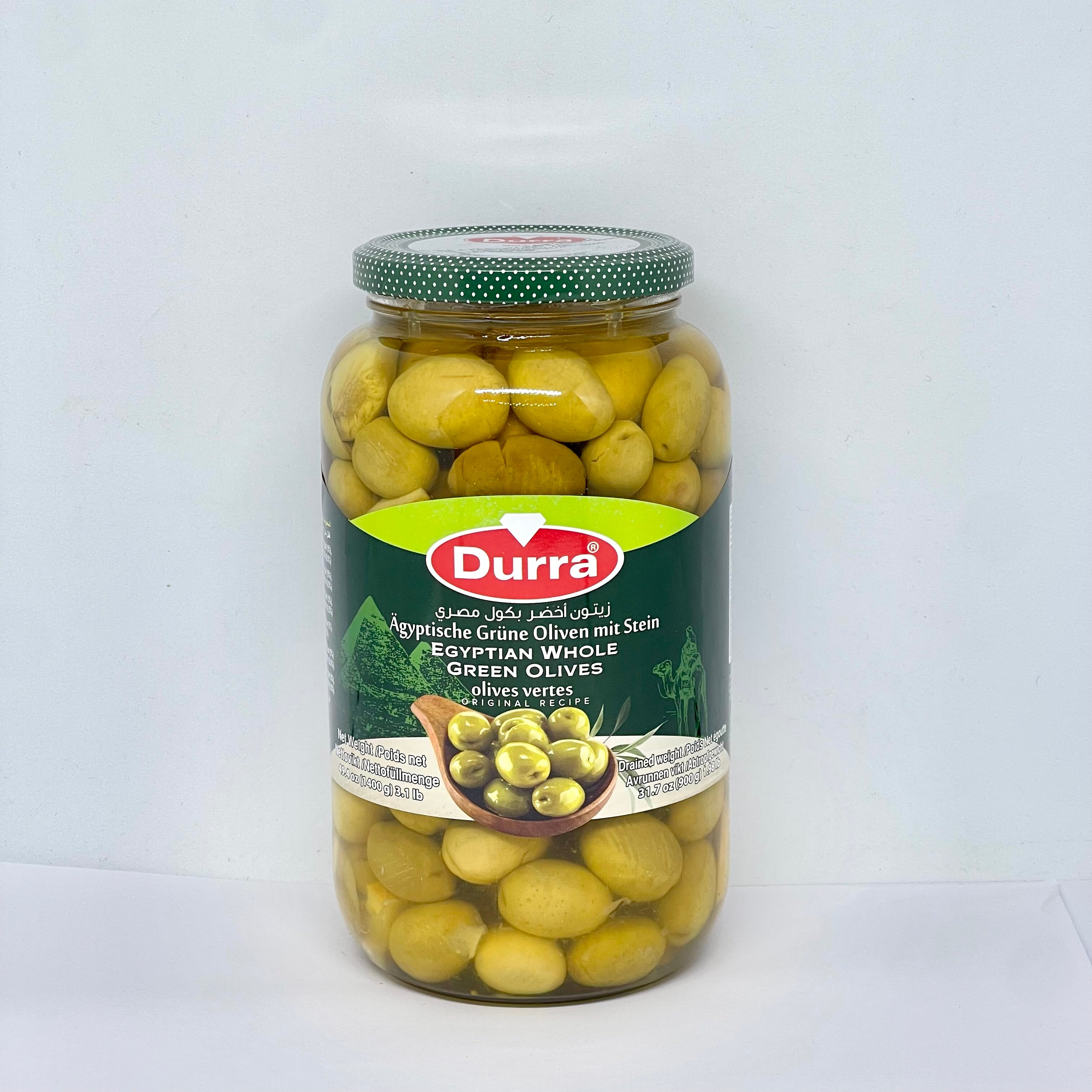 DURRA Egyptian Whole Green Olives Tvahy 1.3kg