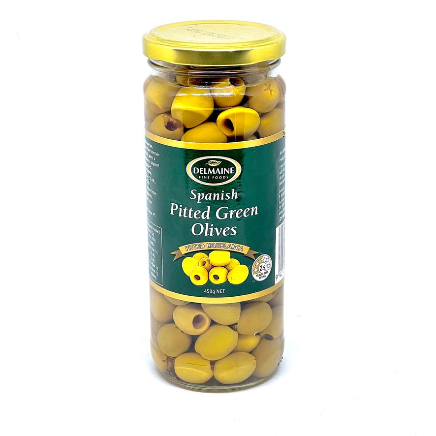 DELMAINE Spanish Pitted Green Olives 450g