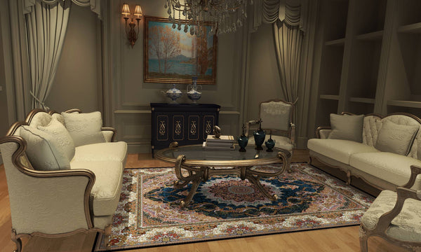 Mahshid Navy Traditional Area Rug