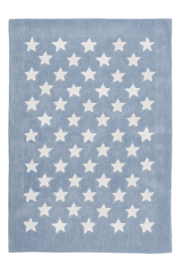 Dream 701 Pastel Blue Kids Rug with White Stars - Lalee Designer Rugs