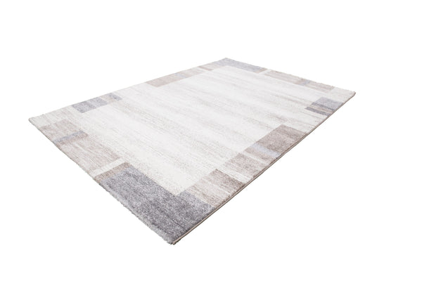 Feeling 500 Beige Silver Plain Border Thick Rug - Lalee Designer Rugs