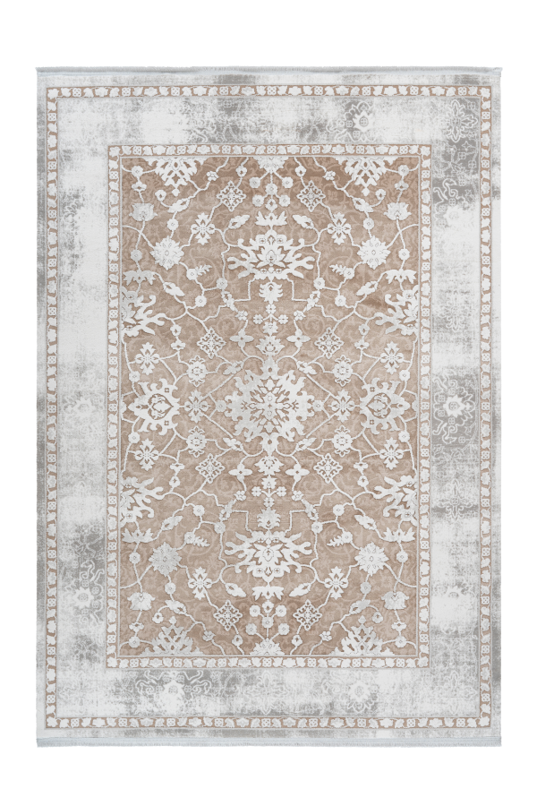 Pierre Cardin - Opera 500 High Quality Beige-Silver Floral Rug - Lalee Designer Rugs