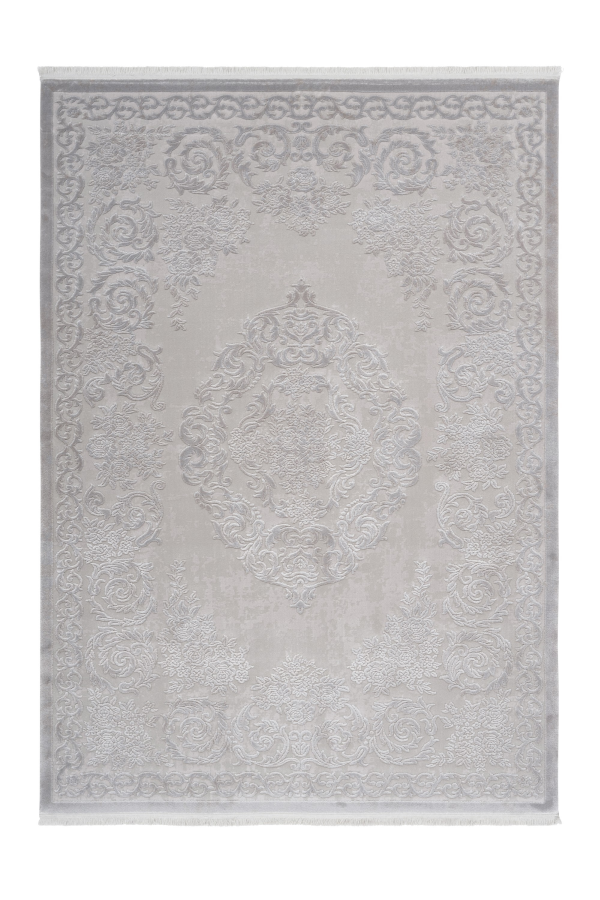 Pierre Cardin - Vendome 700 Luxury Acrylic Silver Rug with Centre Medallion - Lalee Designer Rugs