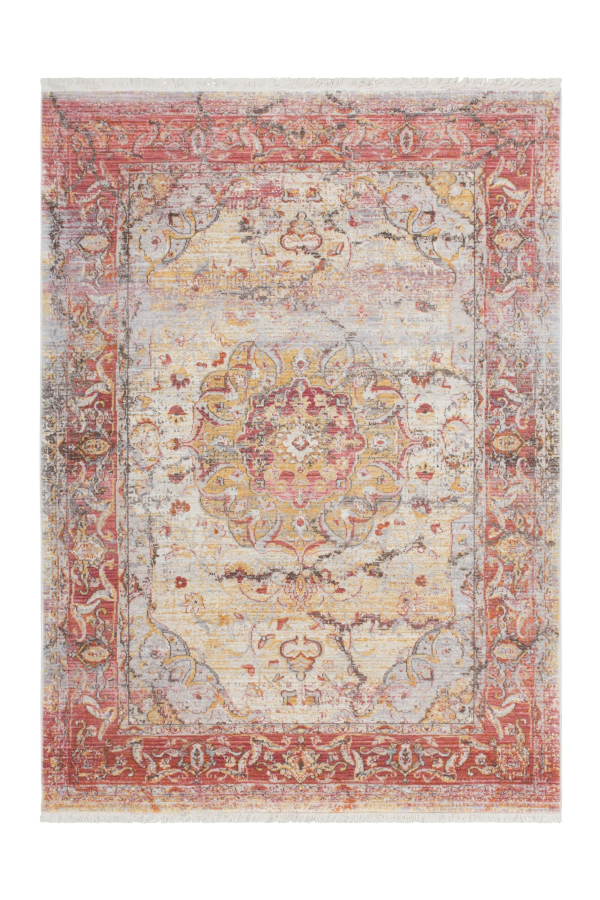 Vintage 701 Faded Multi-colour Rug with Centre Medallion - Lalee Designer Rugs