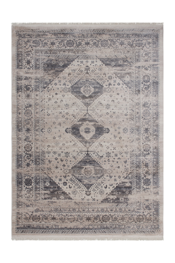 Vintage 703 Faded Silver Rug with Medallions - Lalee Designer Rugs