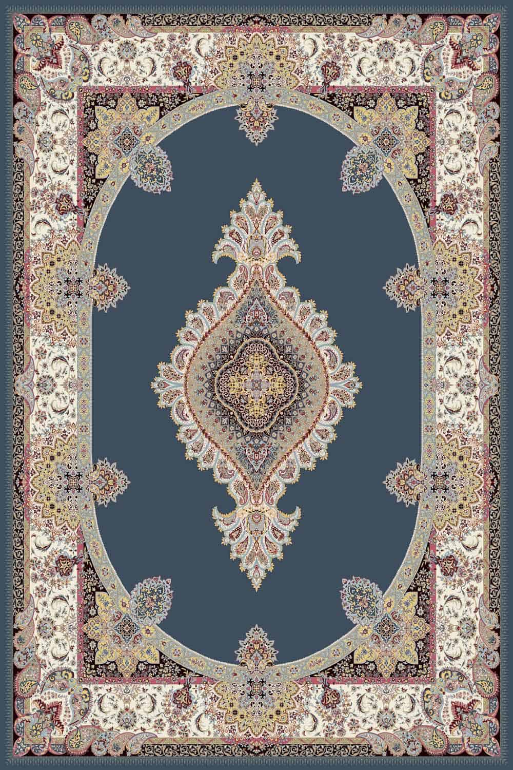 2055 Dark Blue Traditional Area Rug