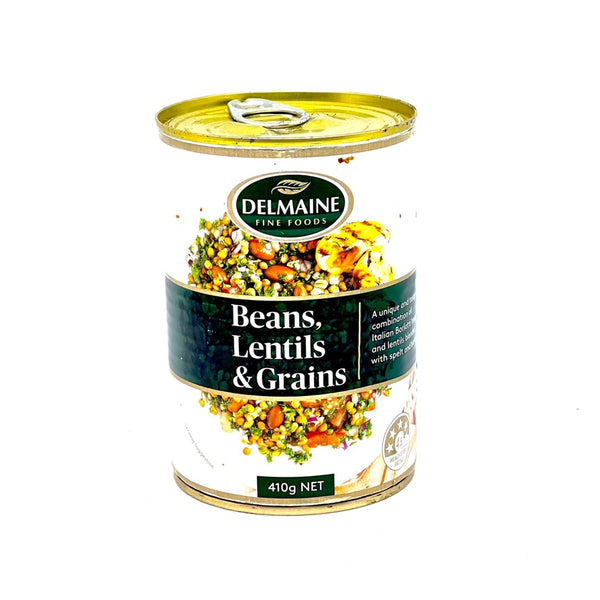 DELMAINE Beans w/ Lentils & Grains 410g