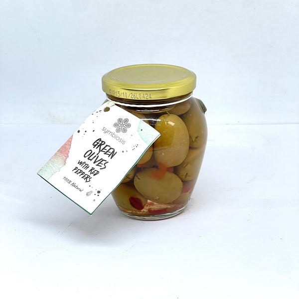 SYMBIOSIS Green Olives w/ Red Peppers 315g