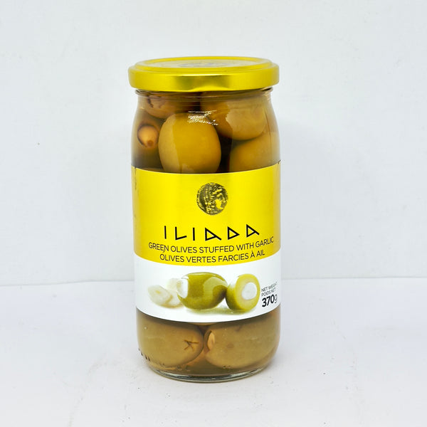 ILIADA Green Olives w/ Garlic 370g