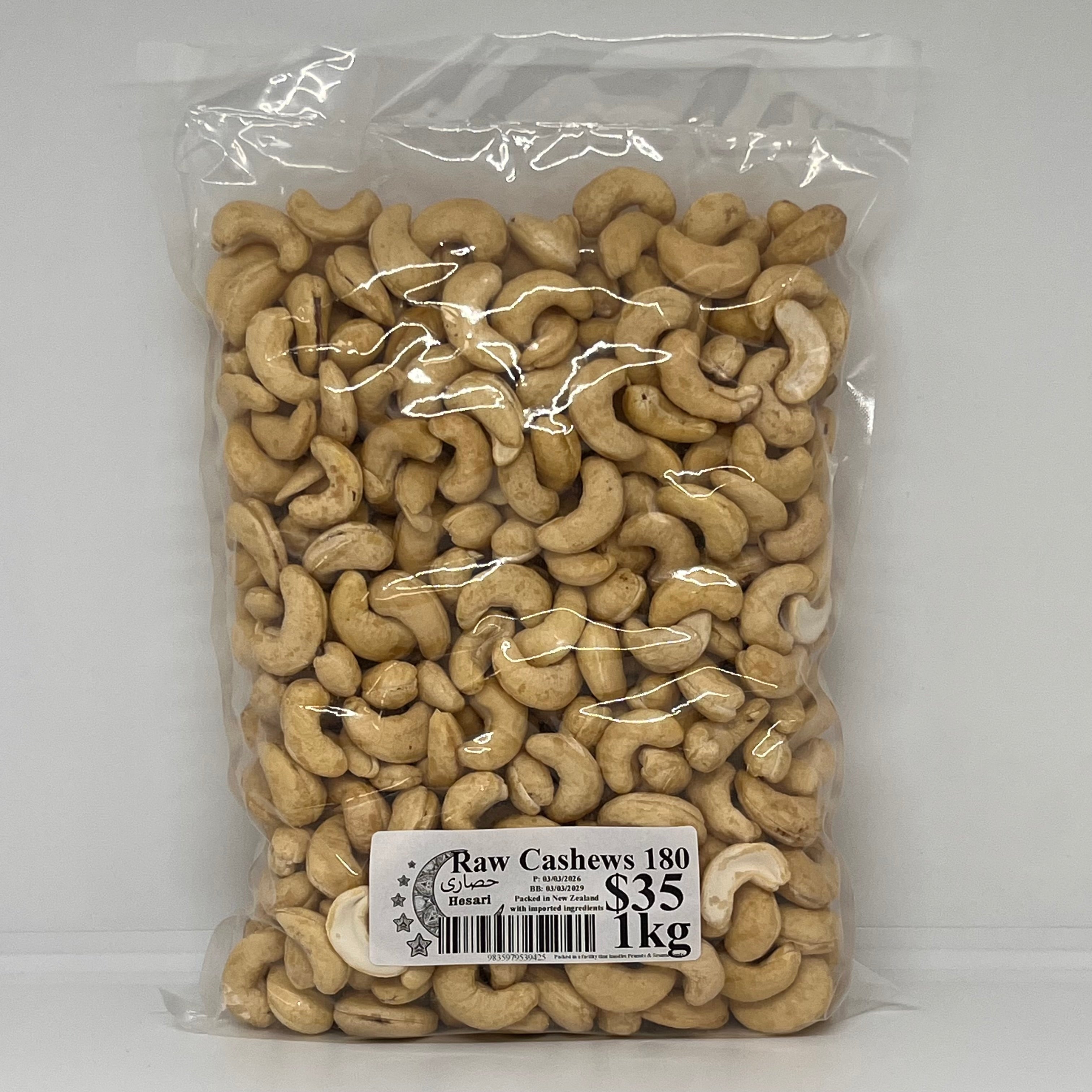 HESARI Roasted Cashews 180 Poly Bag 1kg