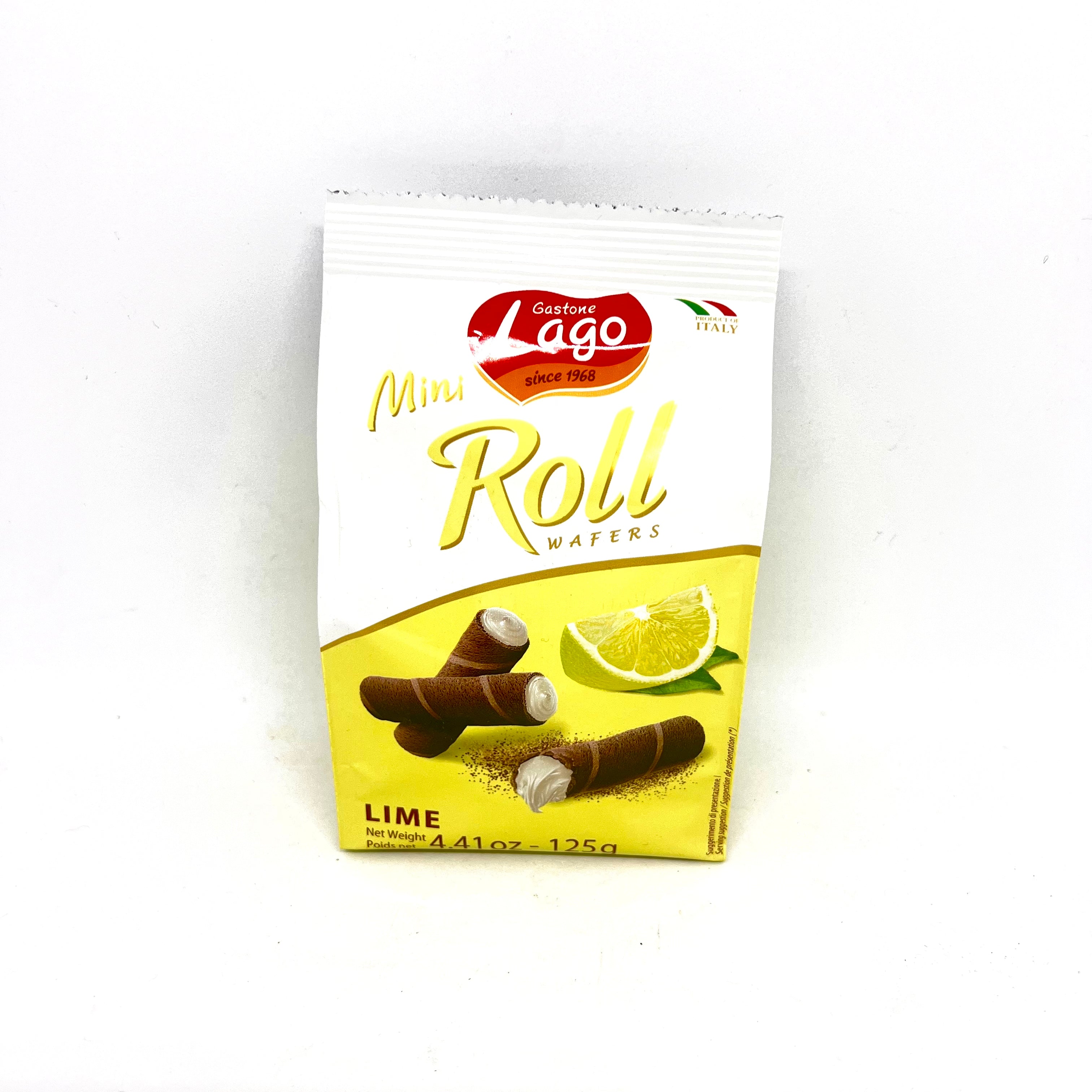 LAGO Lime Mini Roll Wafers 125g