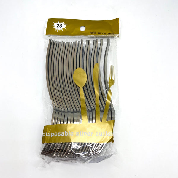 Disposable Silver Cutlery 20pcs