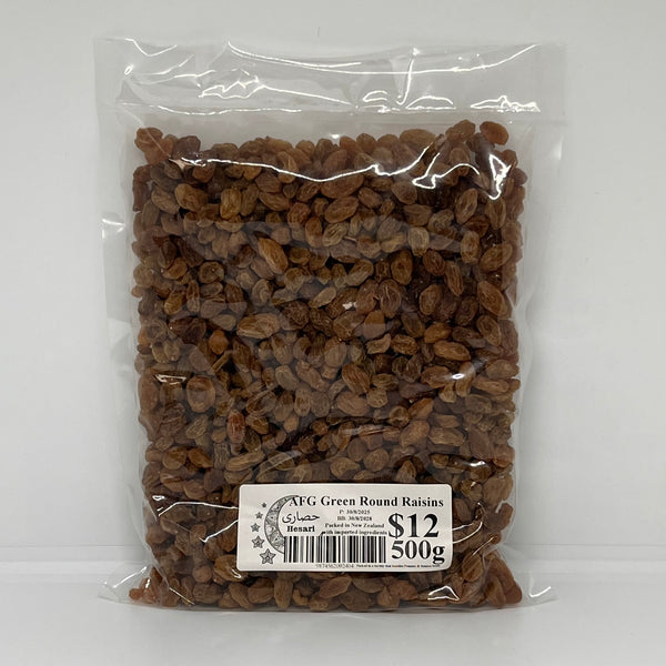 HESARI AFG Green Round Raisins Poly Bag 500g