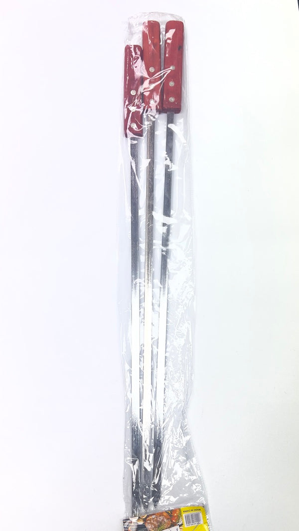 BA12-08 SS n/L Skewers w/ Handle 60cm*1cm 3PK