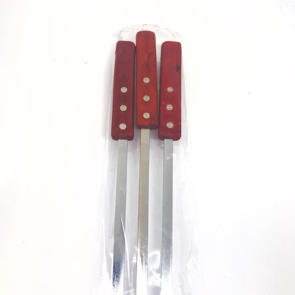 BA12-08 SS n/L Skewers w/ Handle 60cm*1cm 3PK