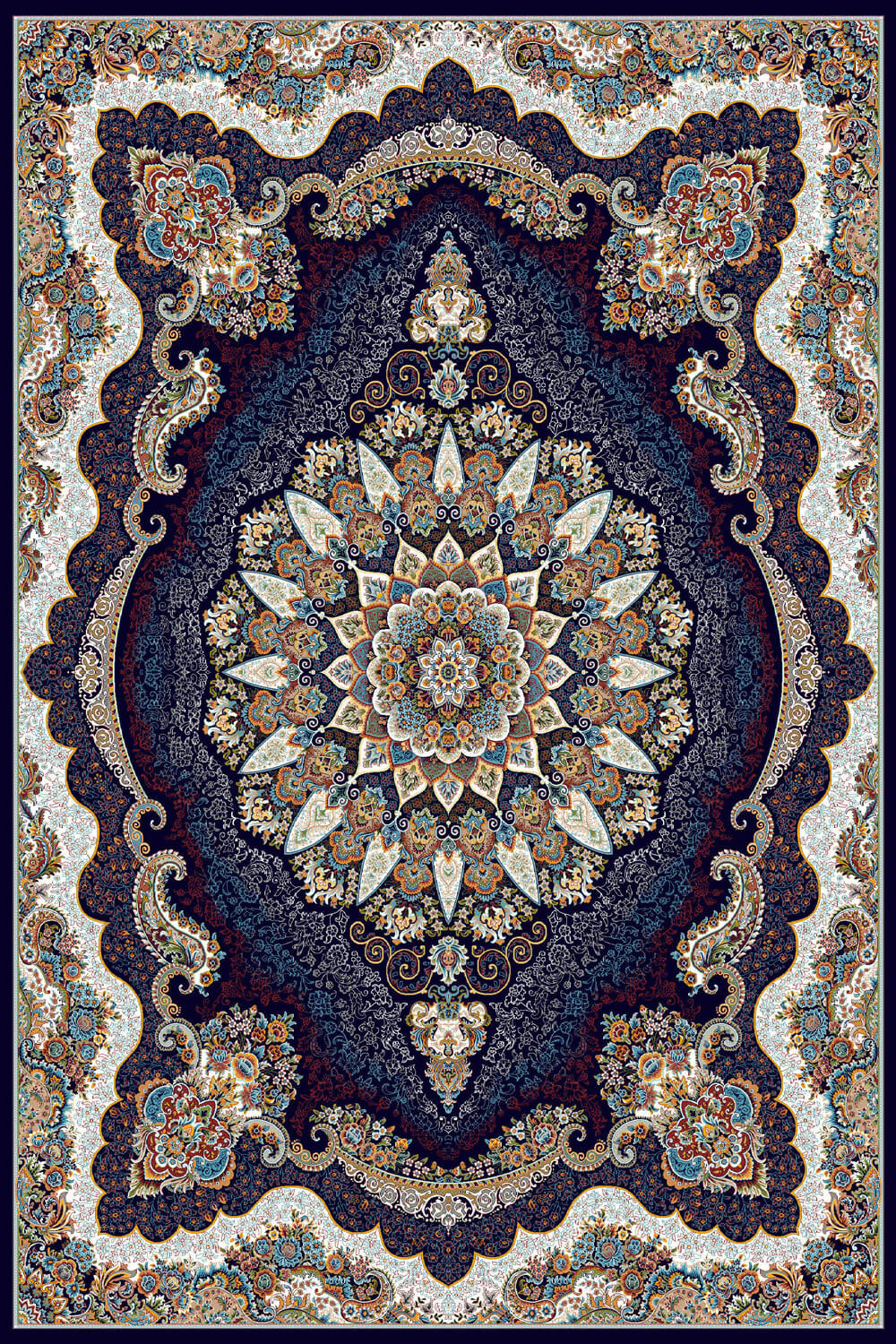 7473 Navy Traditional Persian Area Rug