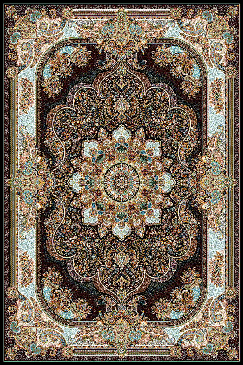 7474 Navy Traditional Persian Area Rug