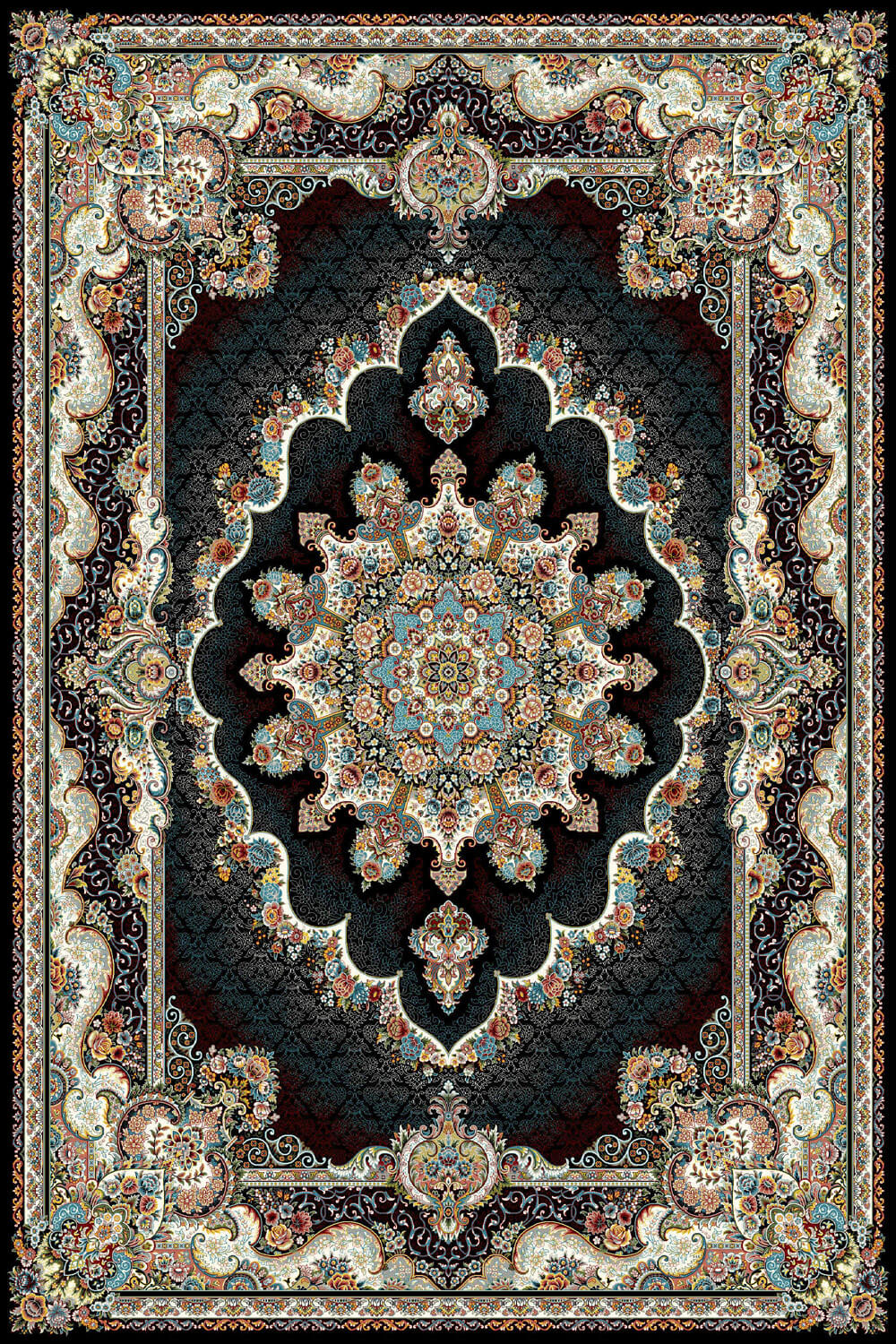 7475 Navy Traditional Persian Area Rug