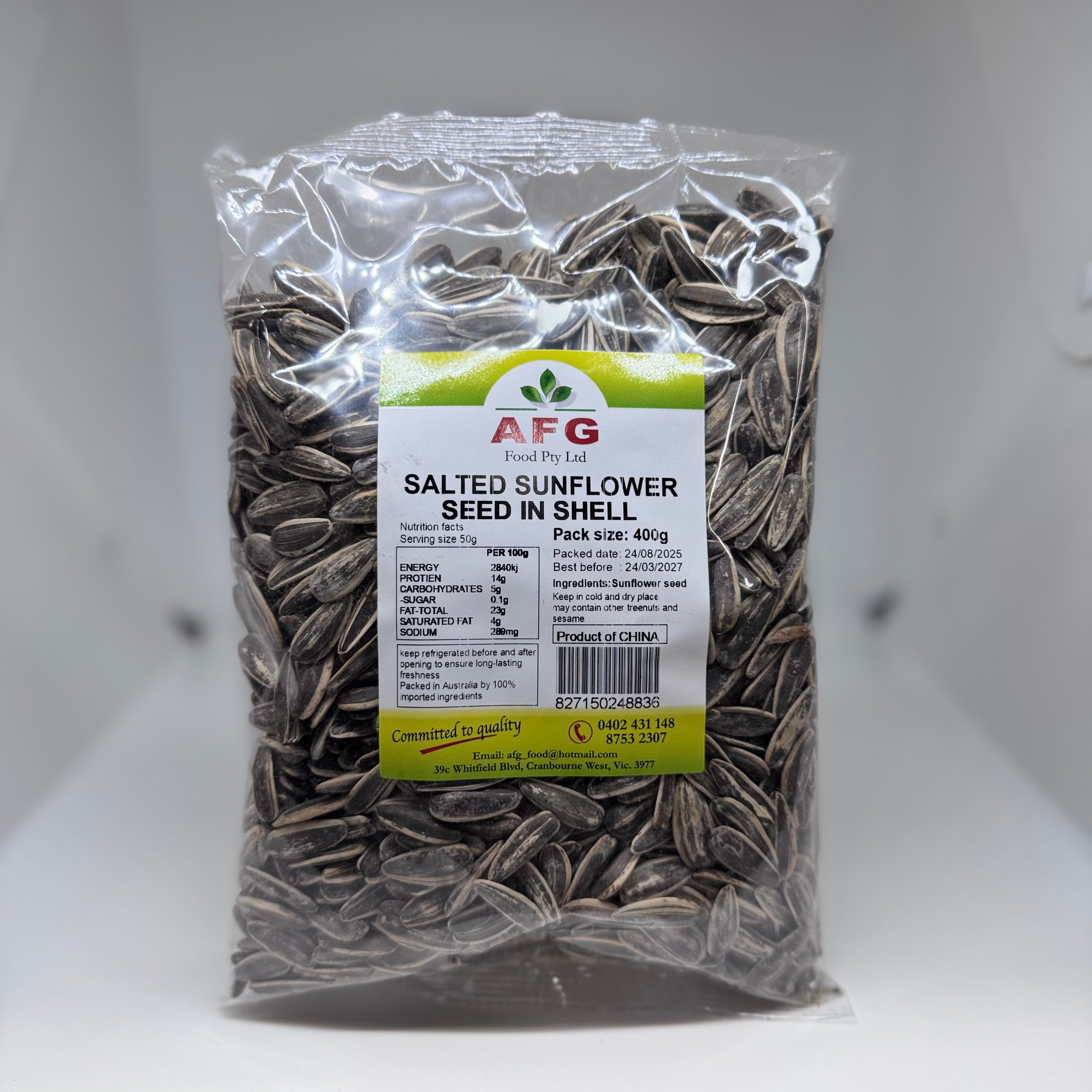 AFGFOOD Salted Sunflower Seeds in Shell 400g