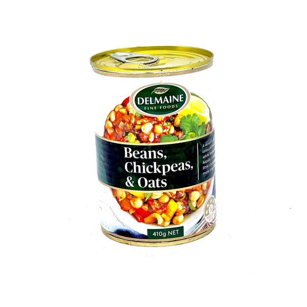 DELMAINE Beans w/ Chickpeas & Oats 410g