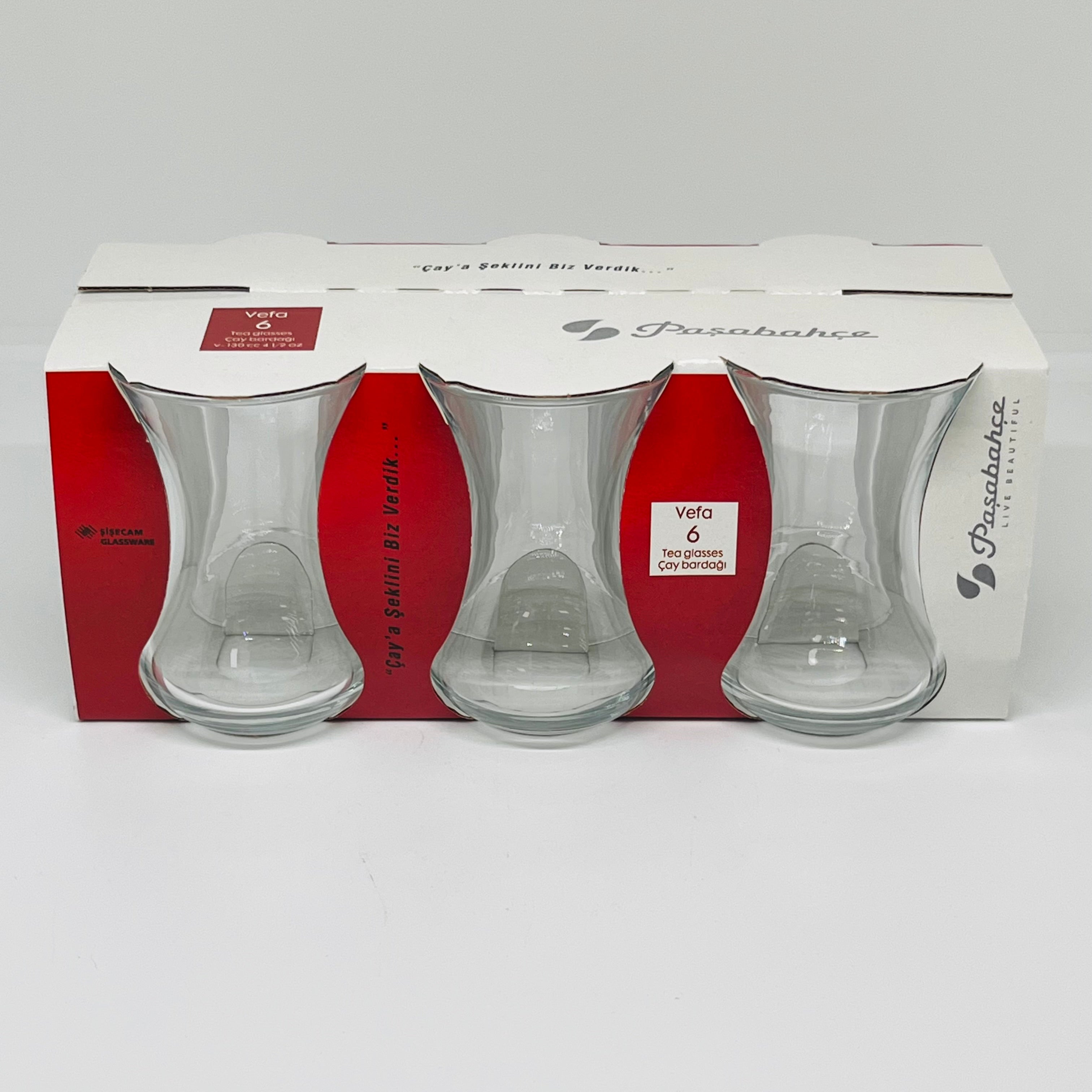 VEFA Plain Turkish Tea Cup Set 6PCS