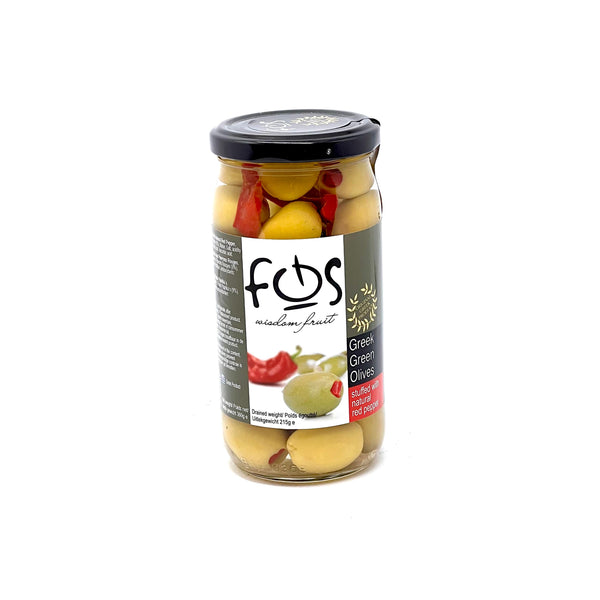 FOS Green Olives w/ Red Pepper 360g