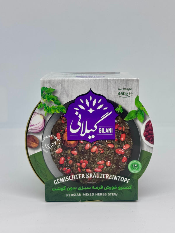 GILANI Canned Fried Mixed Herbs Stew - Ghormeh Sabzi w/ Beans - 460g