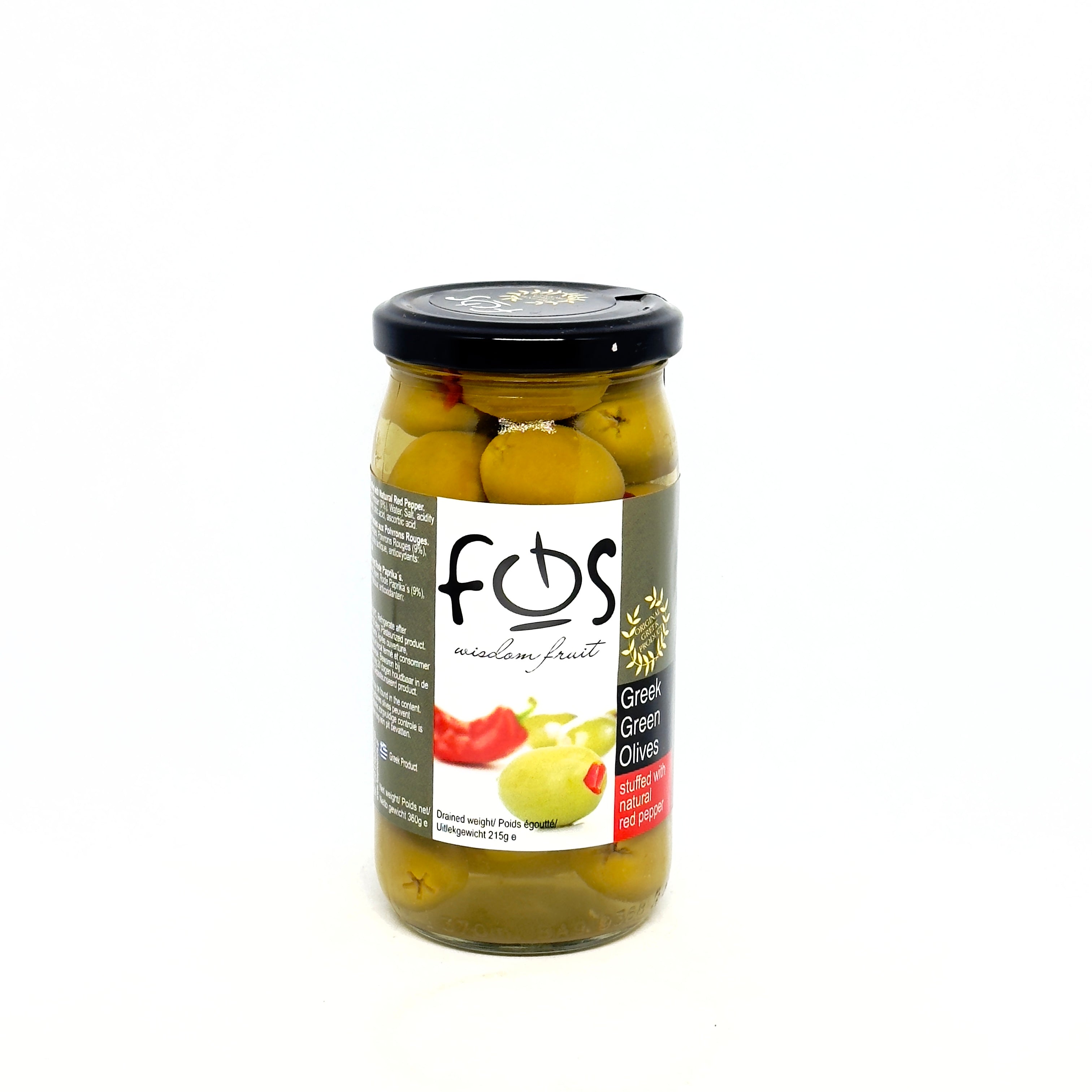 FOS Green Olives w/ Red Pepper 360g