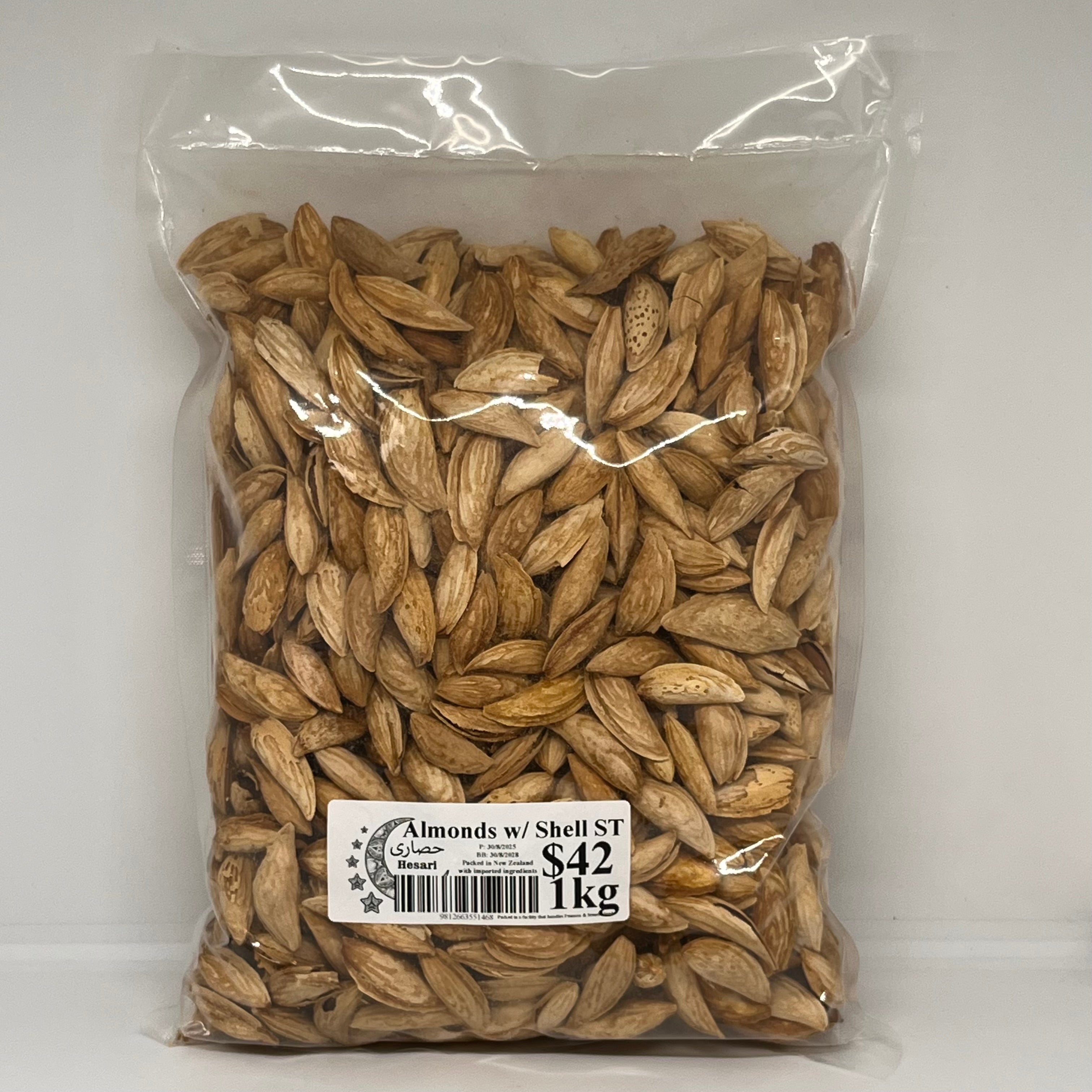 HESARI AFG Almonds w/ Shell Sattarbaei Raw ST Poly Bag 1kg