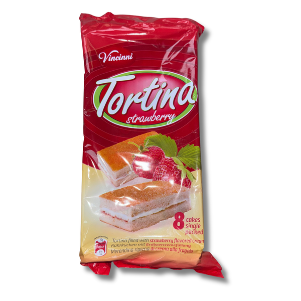 VINCINNI Tortina Sponge Cake Filled w/ Srawberry Flavour 200g