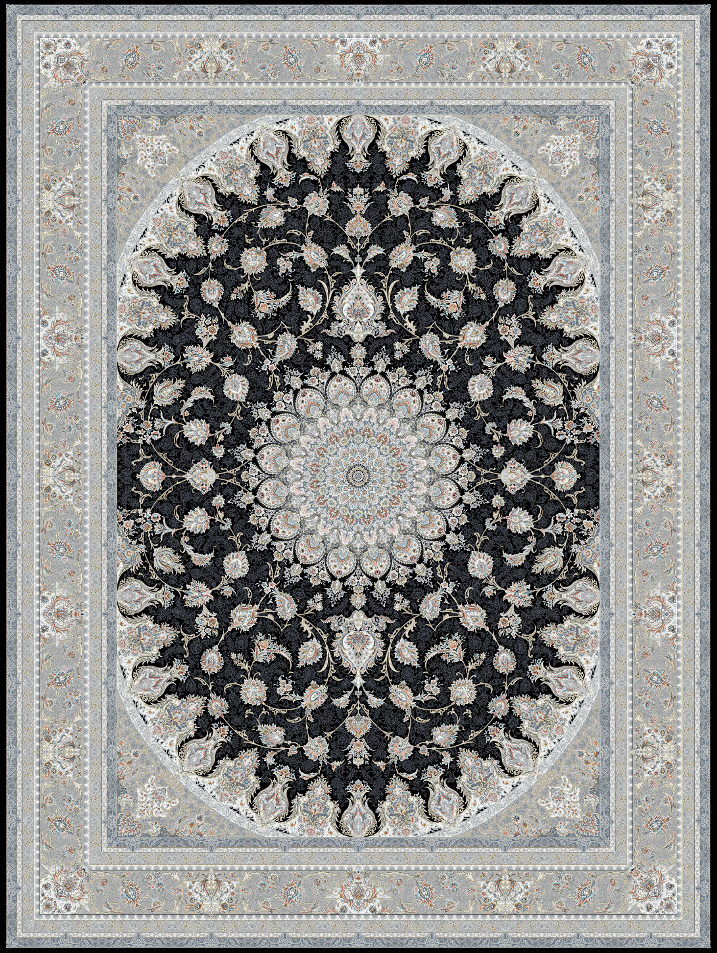 Azin Navy Traditional Area Rug