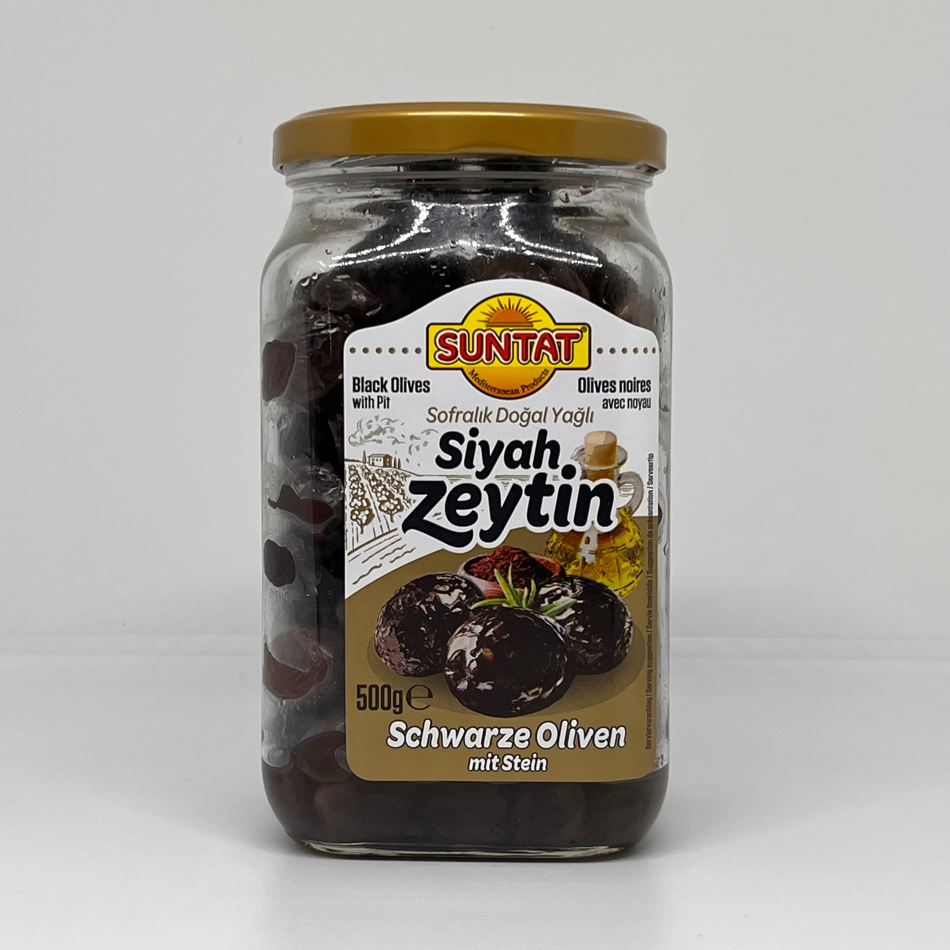 SUNTAT Oil Cured Black Olives Gemlik w/ Pit 500g