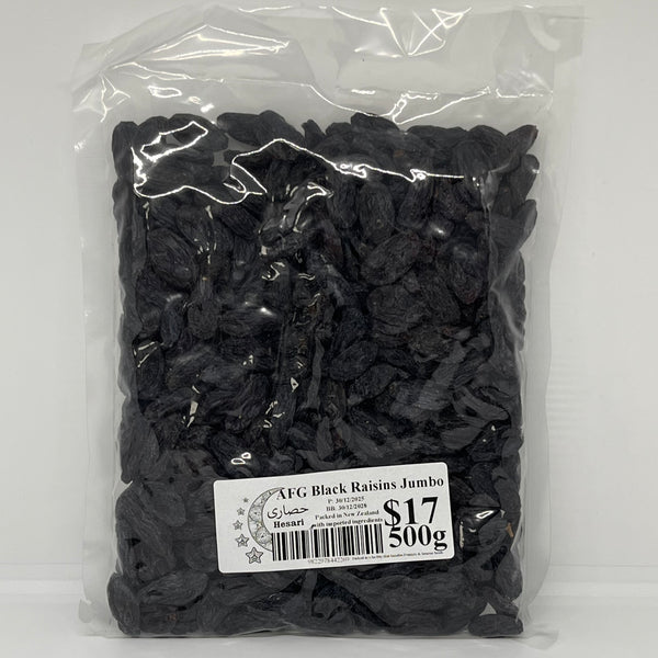 HESARI Dried Jumbo Black Raisins Poly Bag 500g