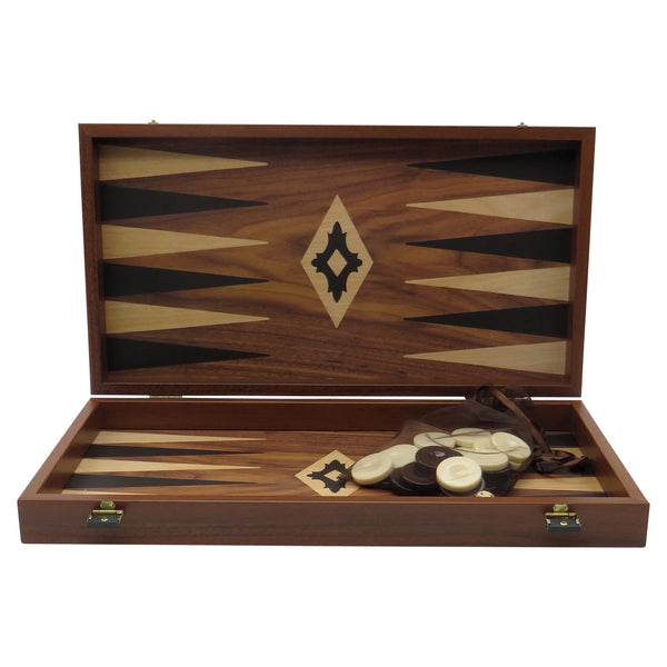 MANOPOULOS Walnut Veneer Backgammon Board