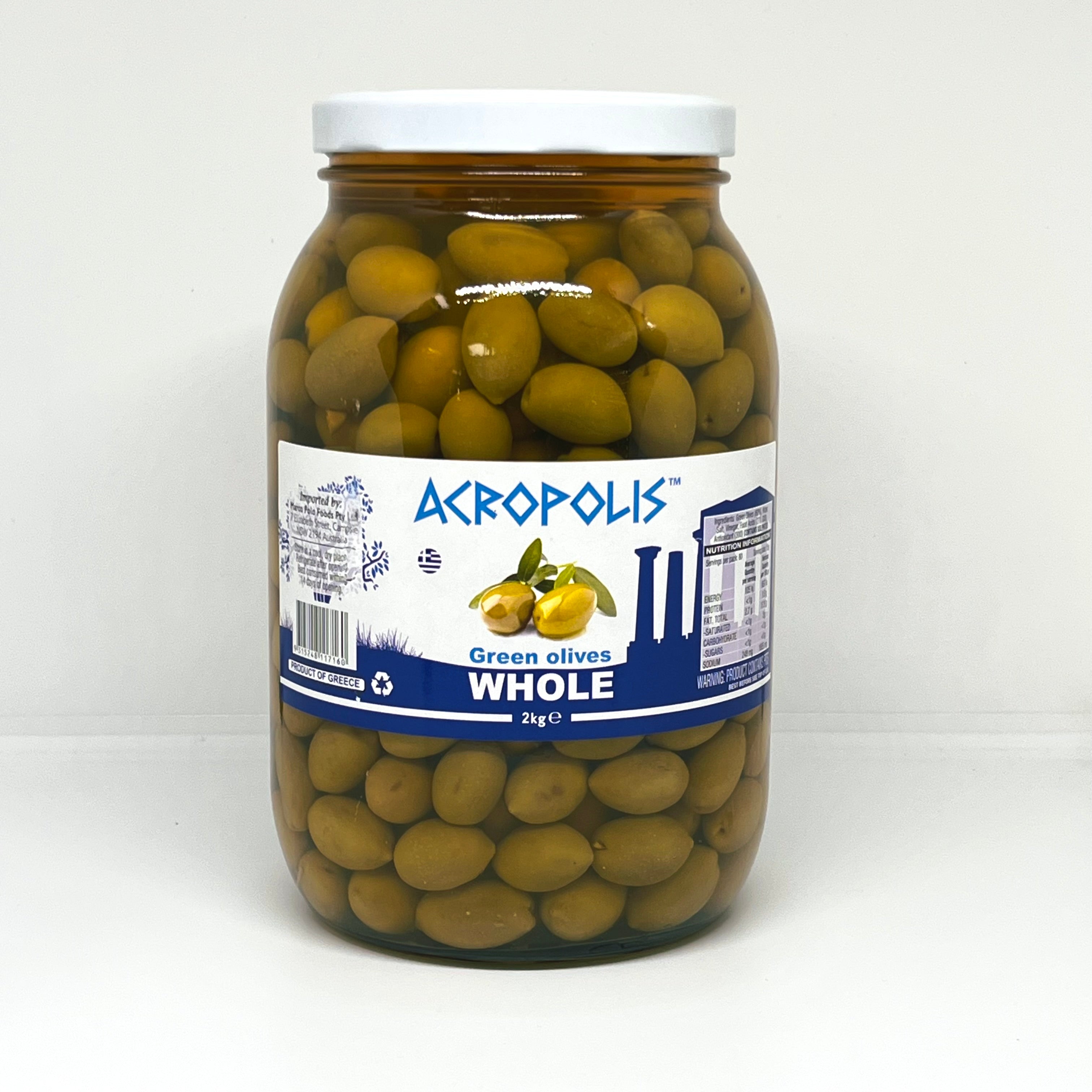 ACROPOLIS Green Olives Whole 2kg