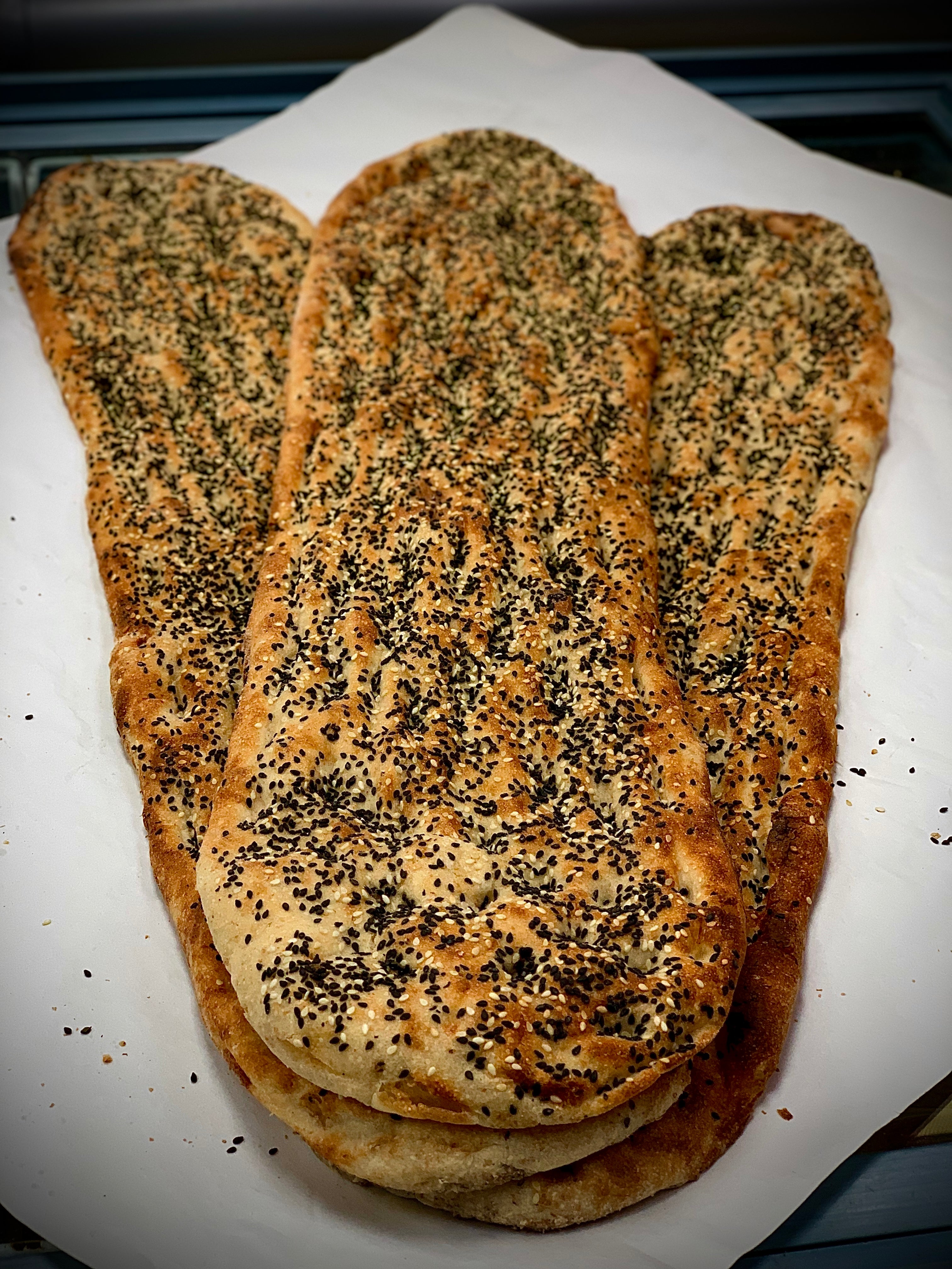 Hesari Bakery Wood-Fired Turkish Pide Bread w/ Extra Sesame