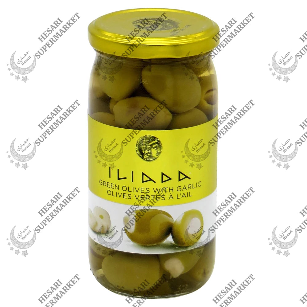 Iliada Green Olives W/ Garlic 370G (1)