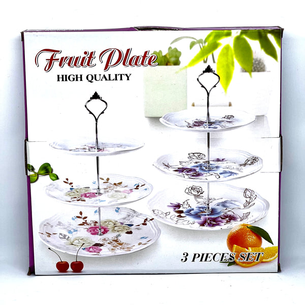 Plastic 3 Layer Flat Fruit Tray - 3 Partition