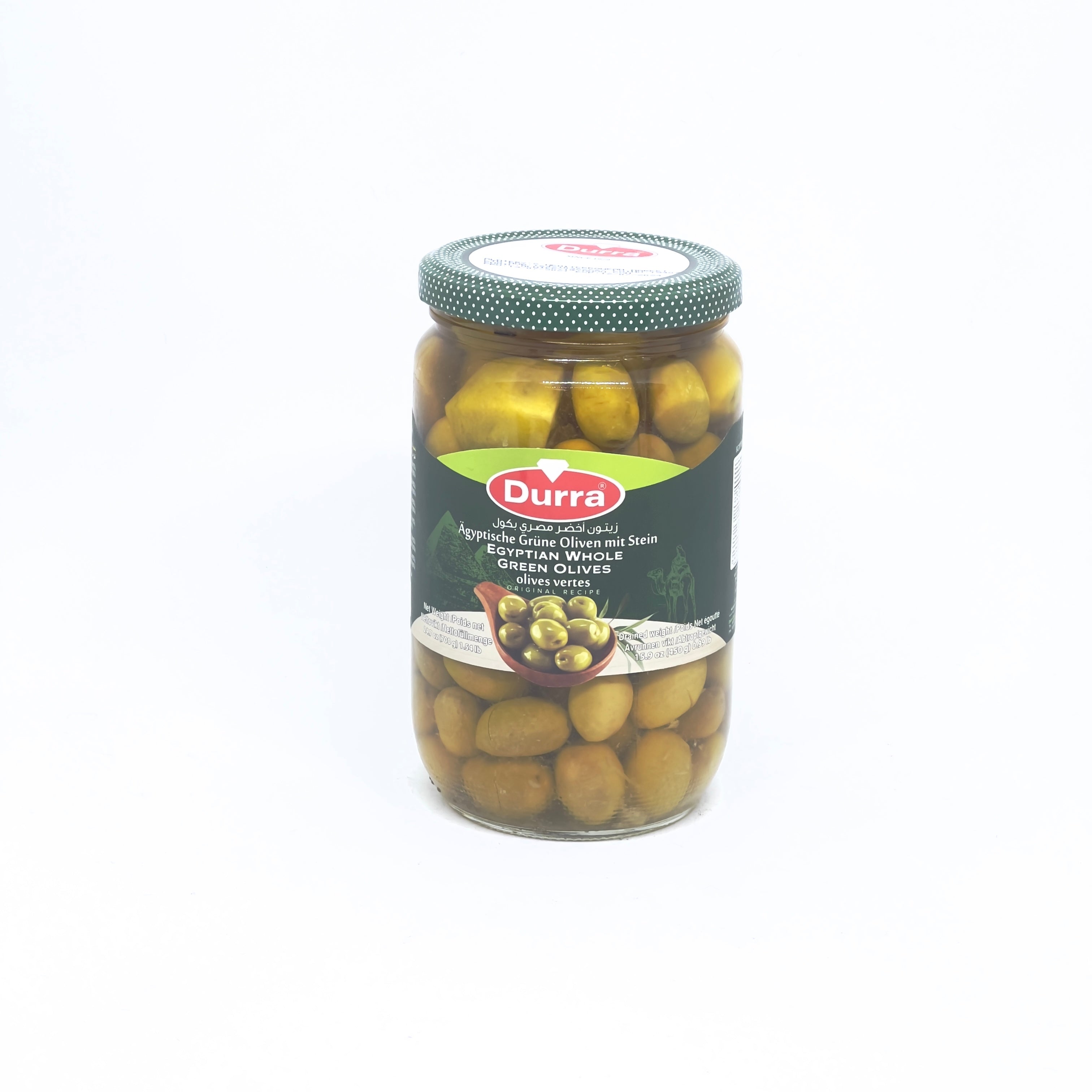 DURRA Egyptian Whole Green Olives 700g