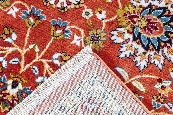 Rust Rose Rug Traditional Rust-Bronze Rug with Floral Patterns