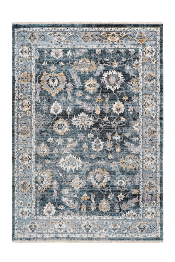 Medellin 404 Silver-Blue Rug With Floral Design - Lalee Designer Rugs