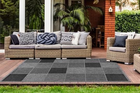 Sunset 605 Outdoor and Kitchen Silver Rug with Geometric Design - Lalee Designer Rugs