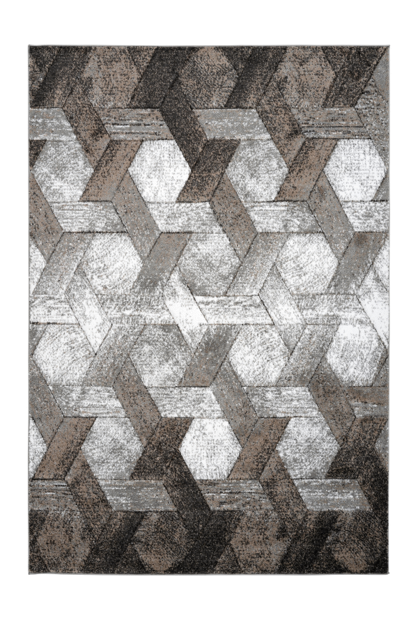 Swing 101 Modern Platin-Beige Rug with Geometric 3D Design - Lalee Designer Rugs