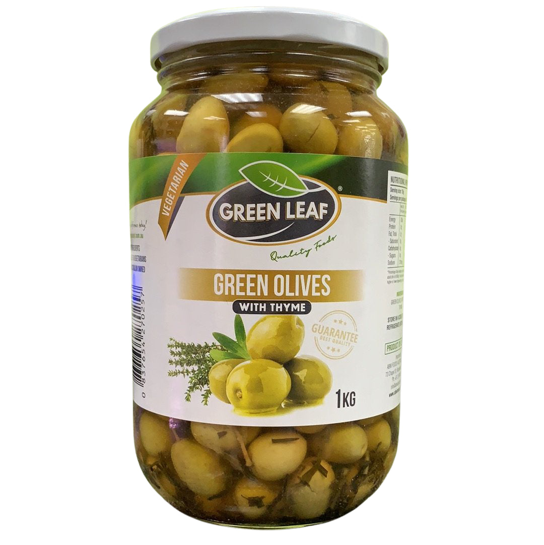 GREEN LEAF Green Olives w/ Thyme 1kg