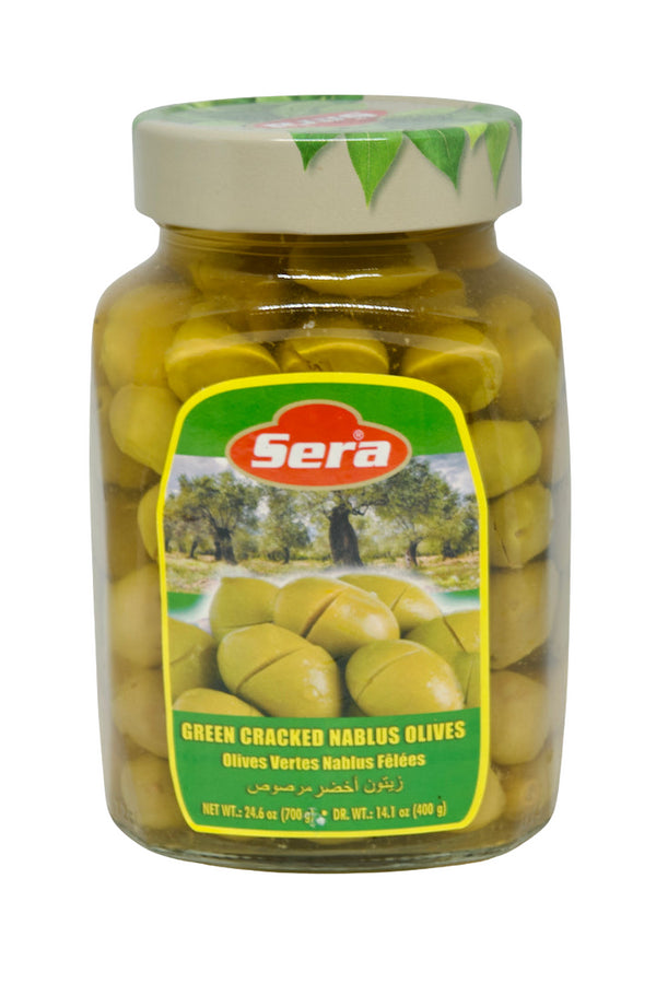 SERA Green Cracked Olives 700g